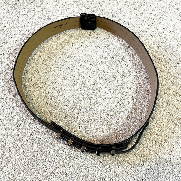 BCBG Max Azria Belt Sz M Black Statement Chunky Studded Biker City Art Vegan - Picture 5 of 8